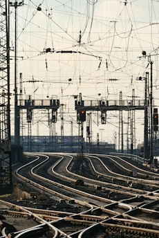 a train yard filled with lots of train tracks