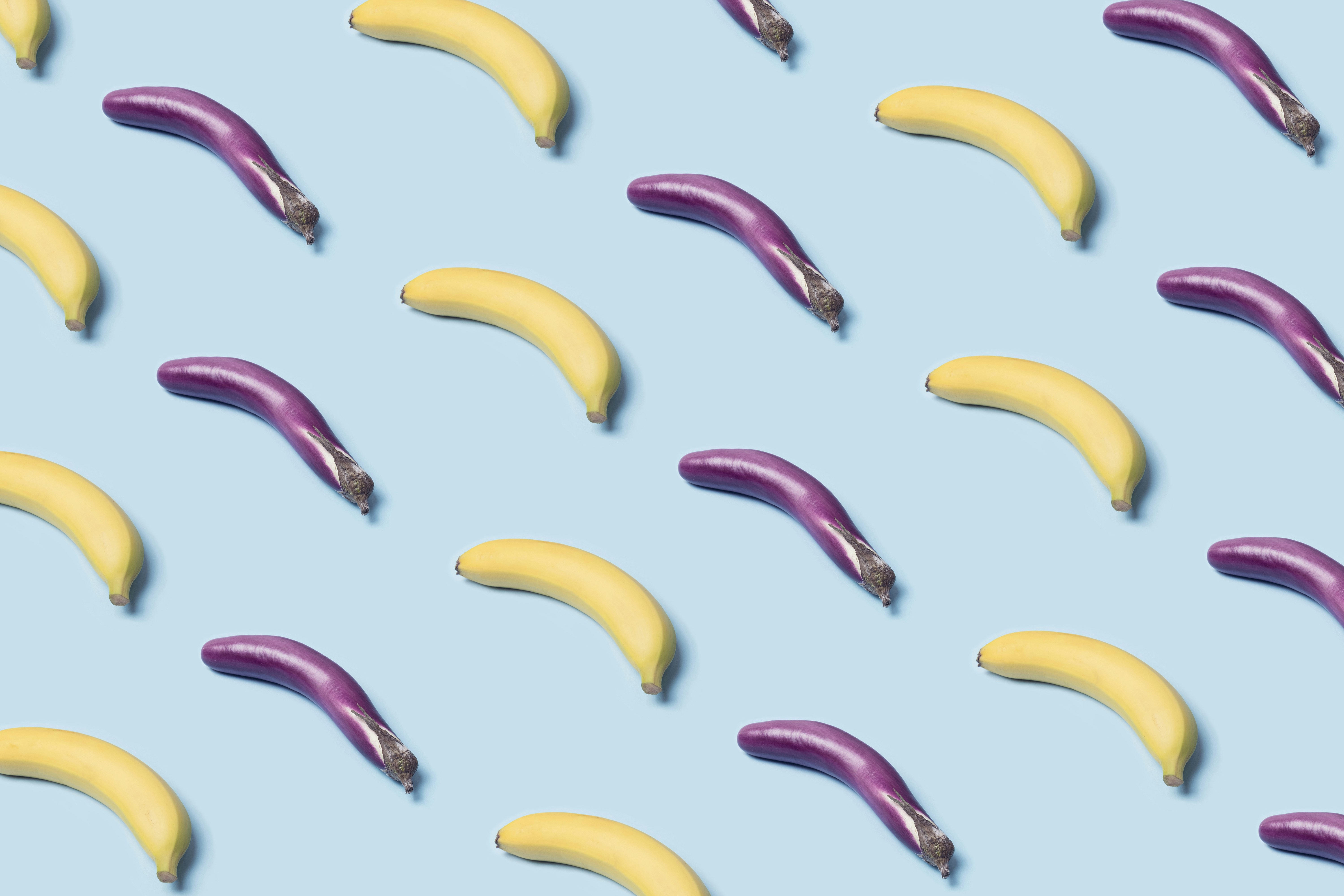 a group of banana peels on a blue background