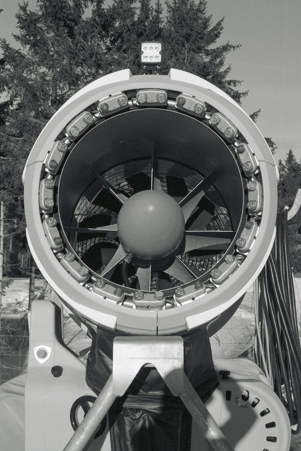 a black and white photo of a large object