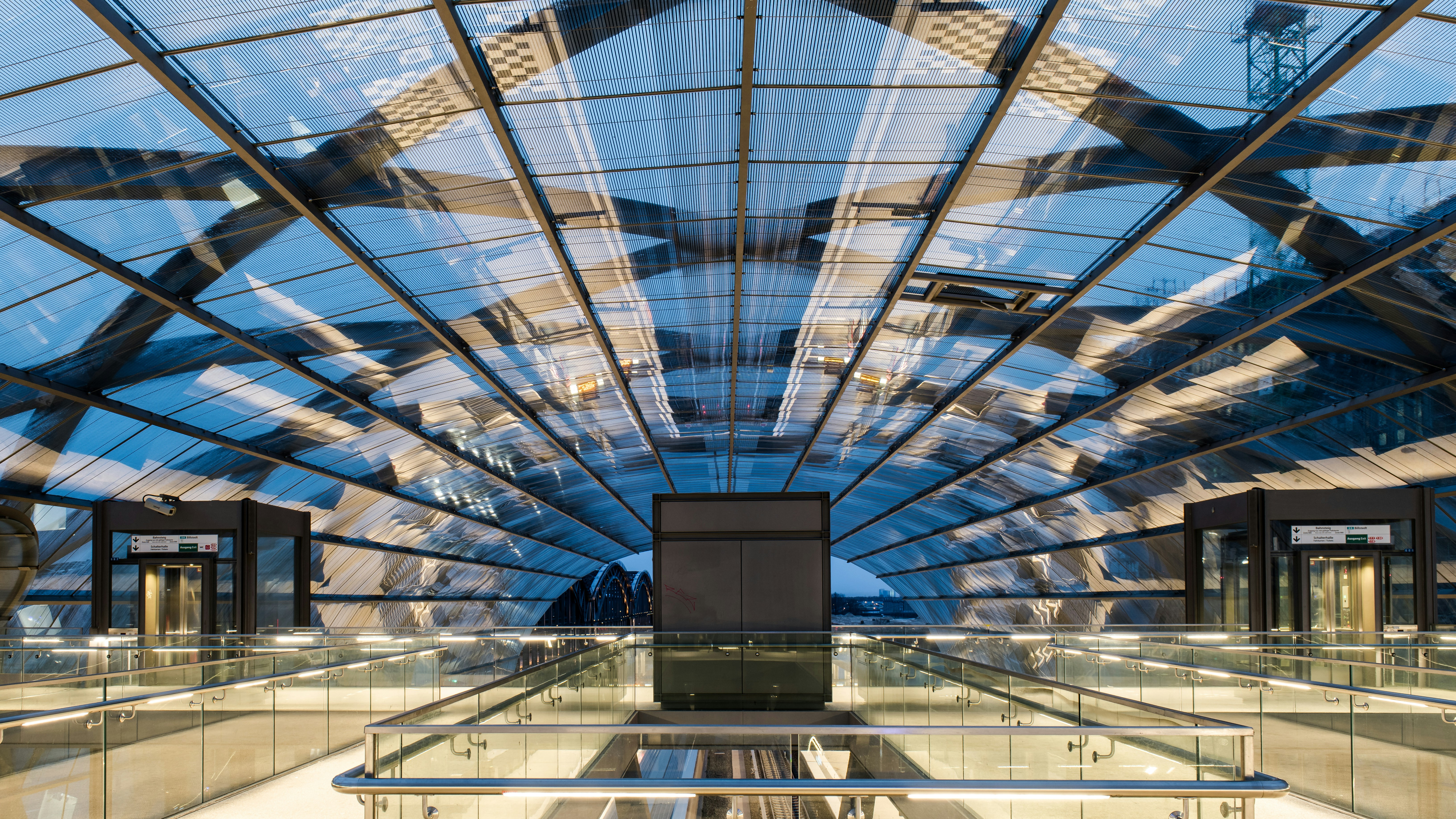 A glass ceiling in a building with a sky background photo – Free ...