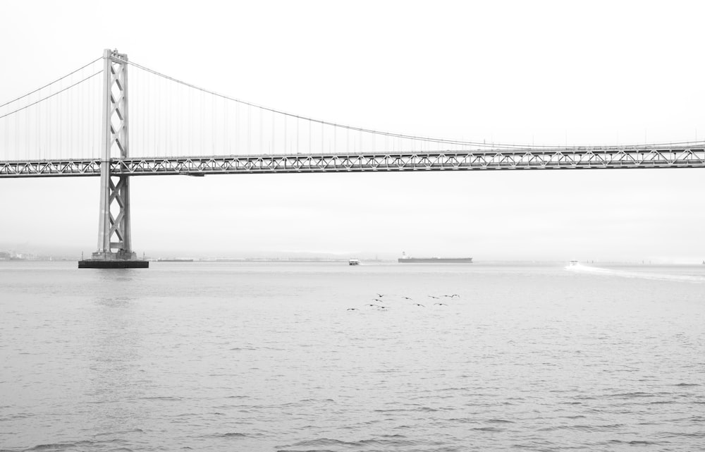 a large bridge spanning over a large body of water