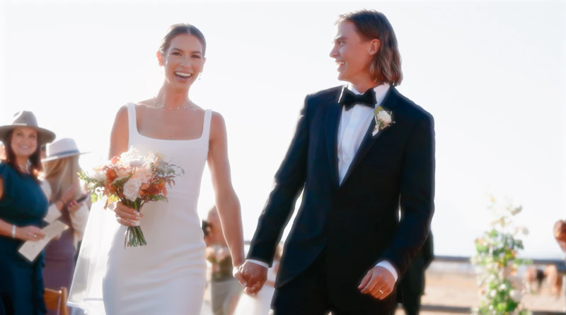 bride and groom walking down the aisle
