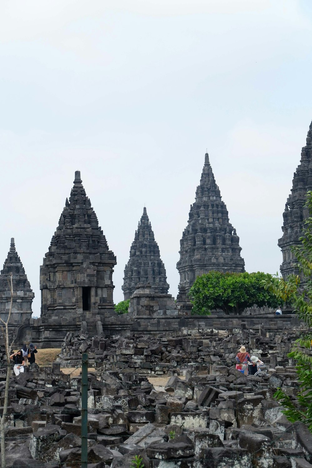 a large group of stone structures in a park