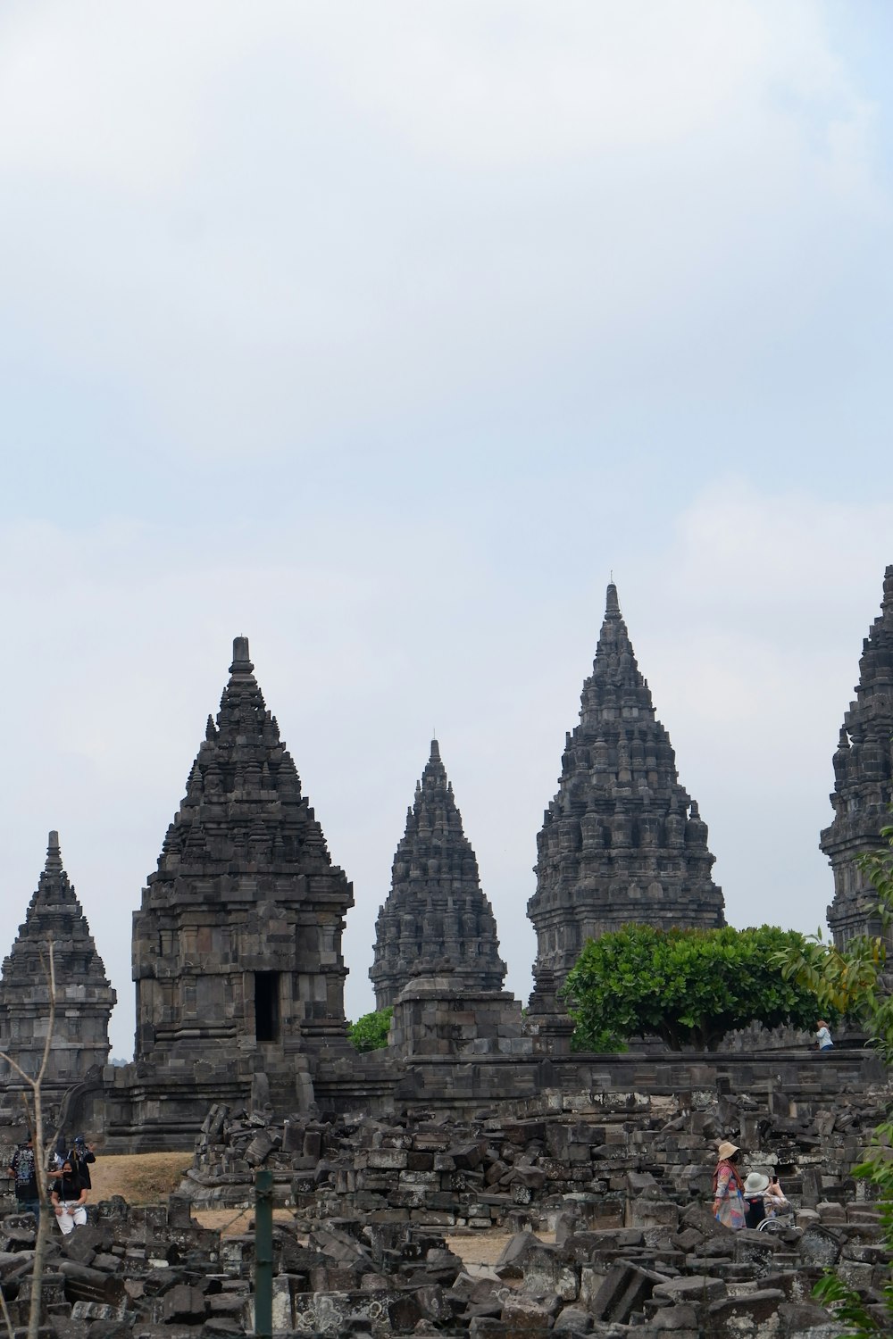 a group of stone structures sitting next to each other