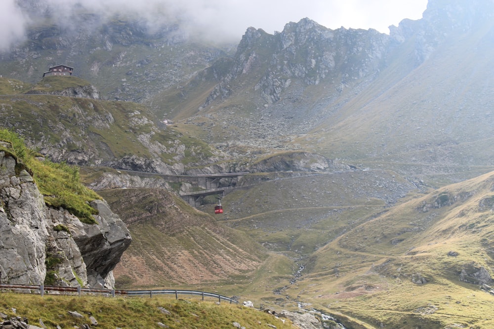 a mountain with a road going through it