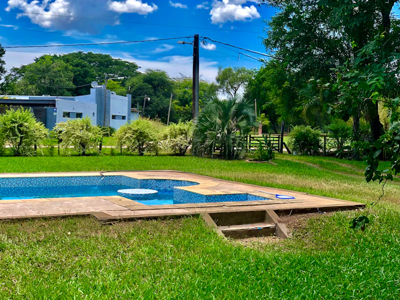 Backyard pool and outdoor entertaining space