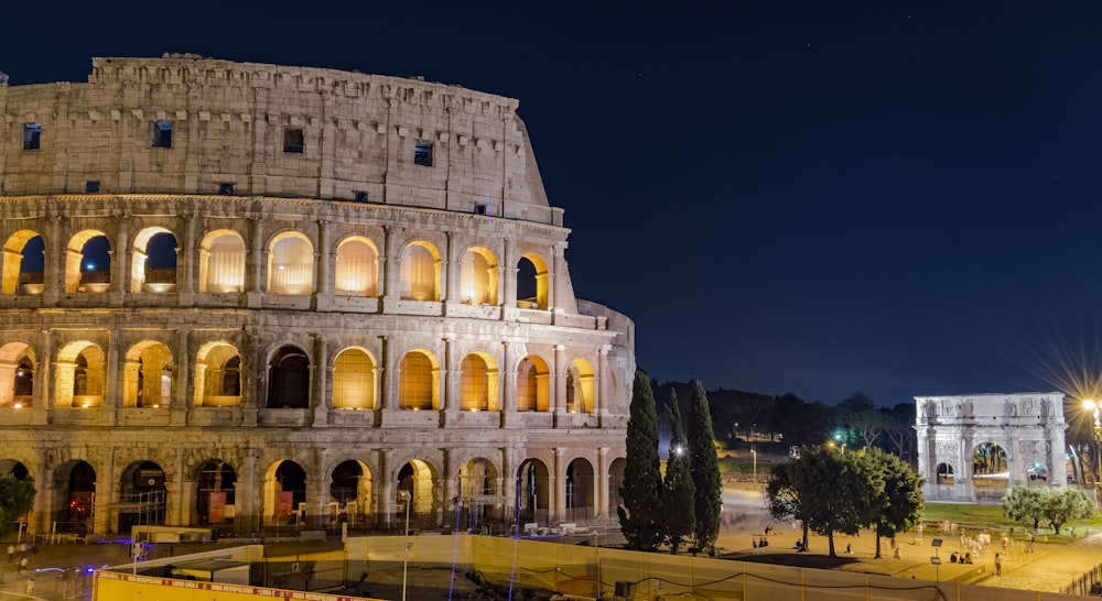 a night view of the colossion in rome, italy