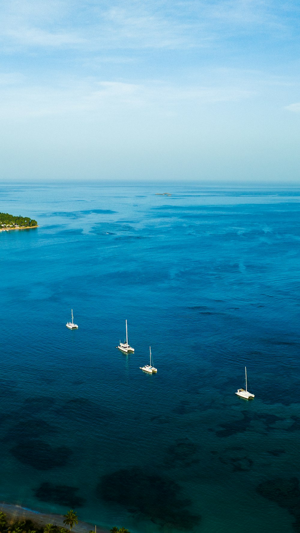 a group of sailboats floating on top of a large body of water