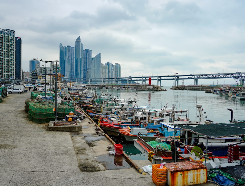 a bunch of boats that are sitting in the water