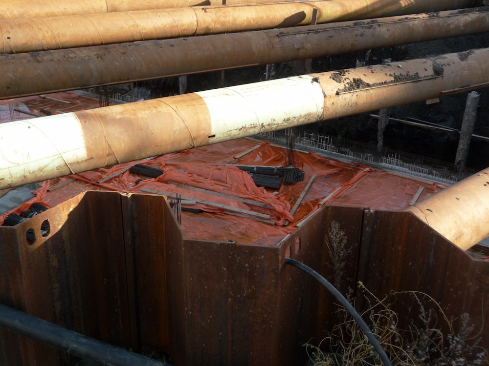 a pile of pipes sitting next to each other