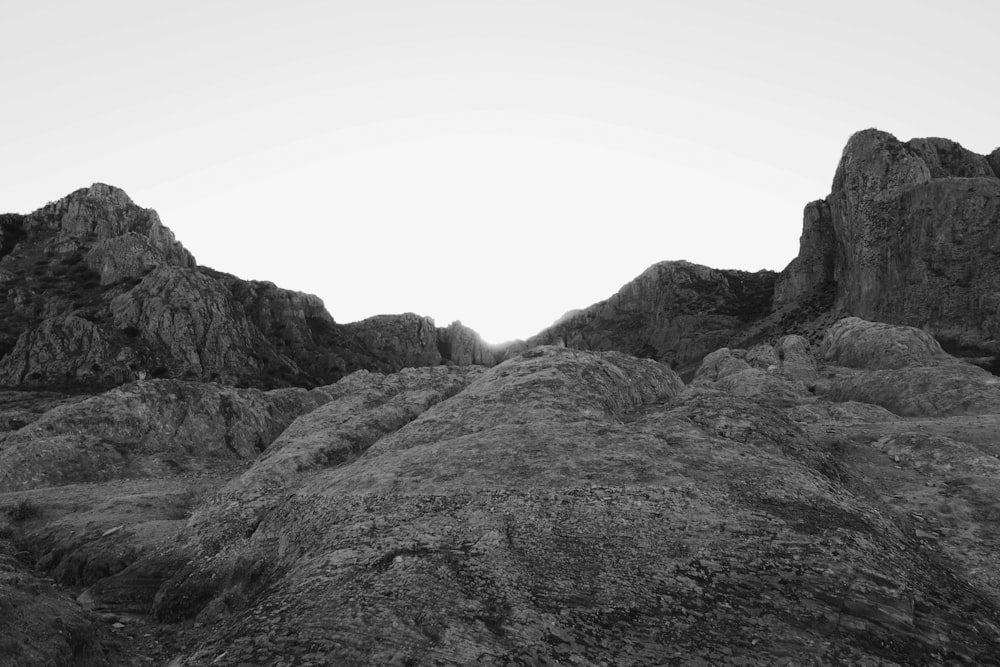 a black and white photo of some rocks