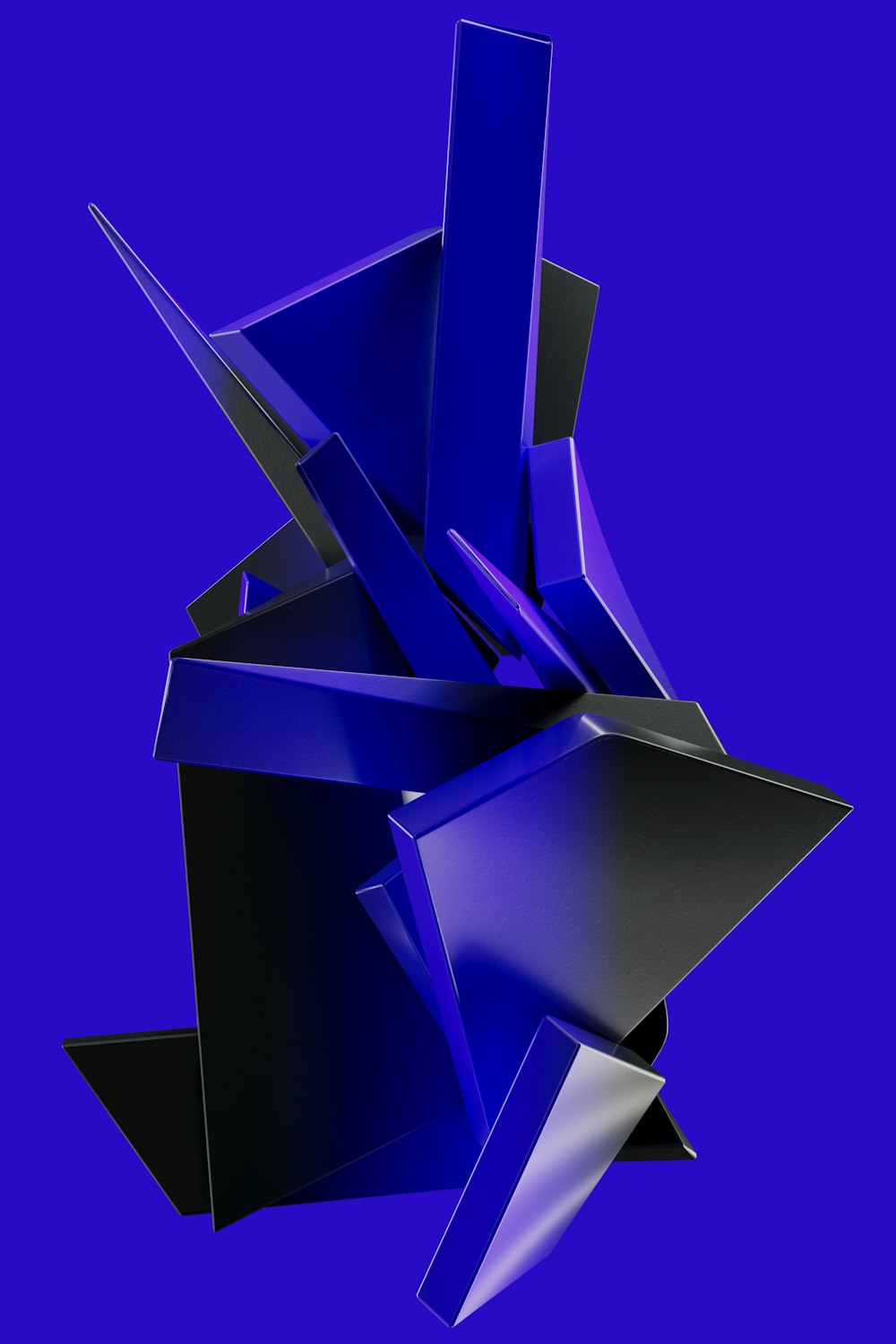 a blue abstract object is shown against a purple background