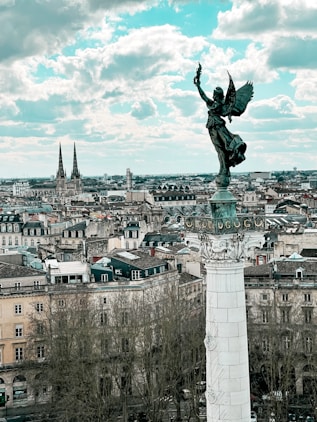 a statue of an angel on top of a building