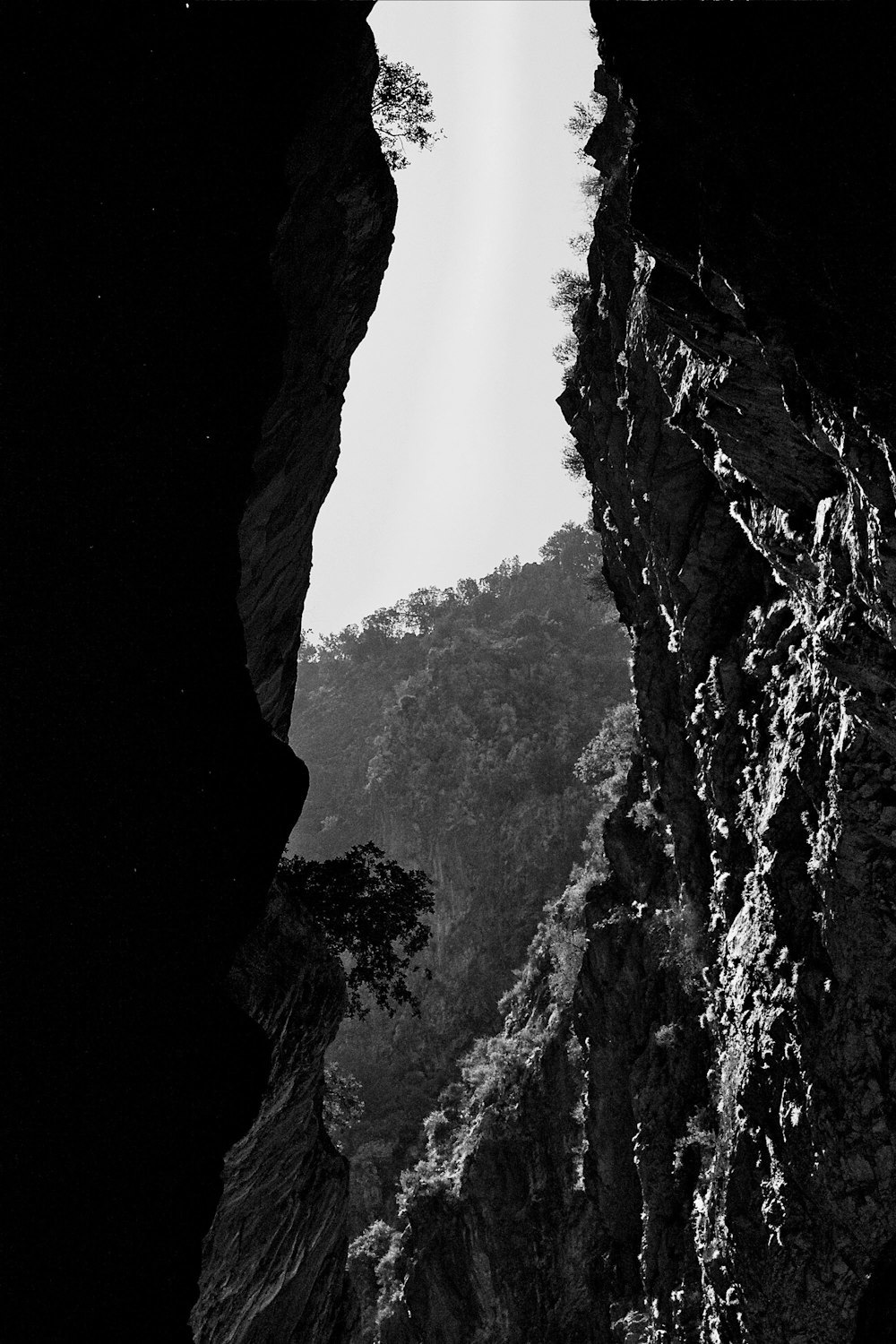 a black and white photo of a cliff