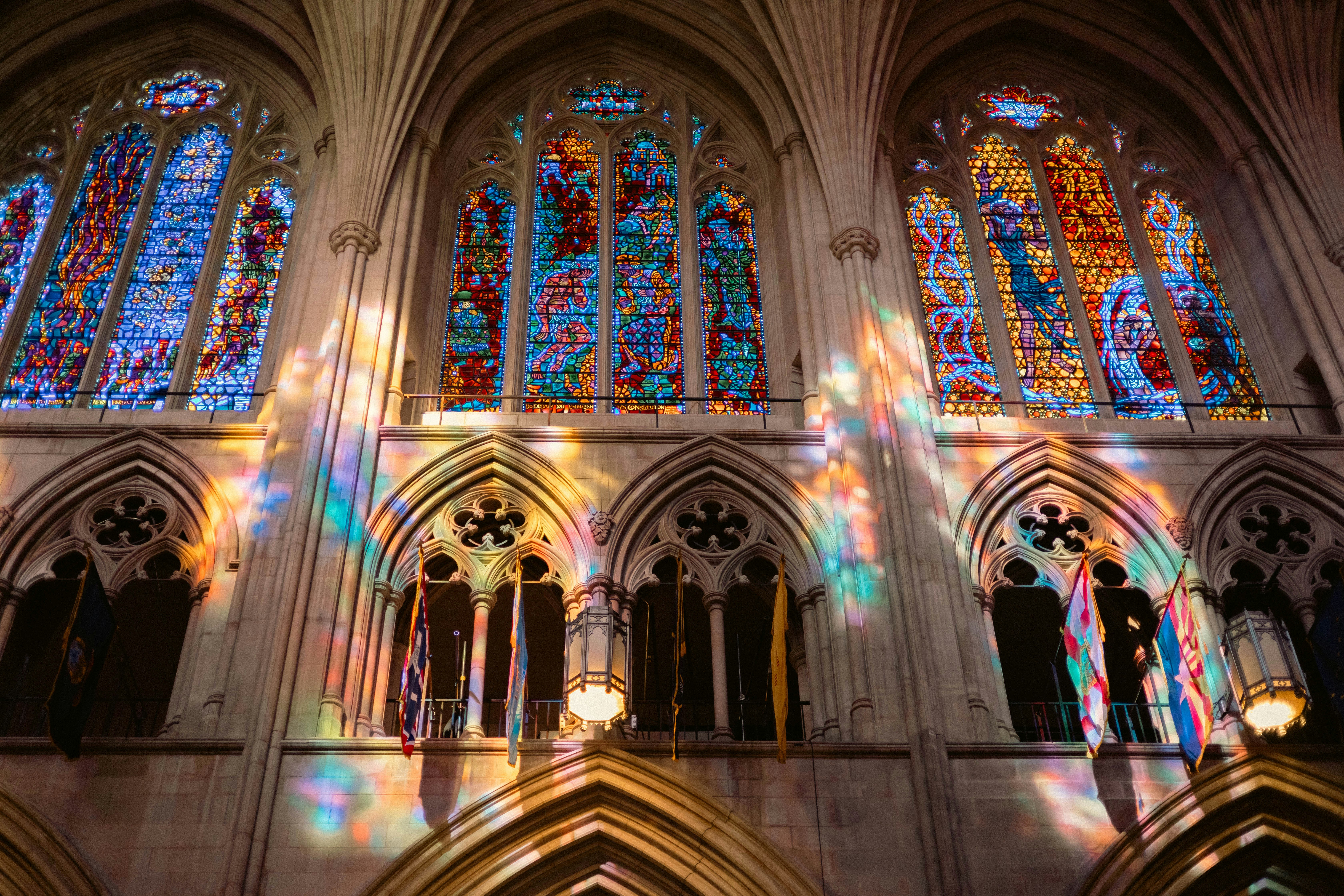 a large cathedral with a lot of stained glass windows