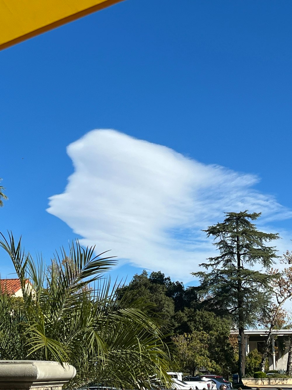 a white cloud is in the blue sky