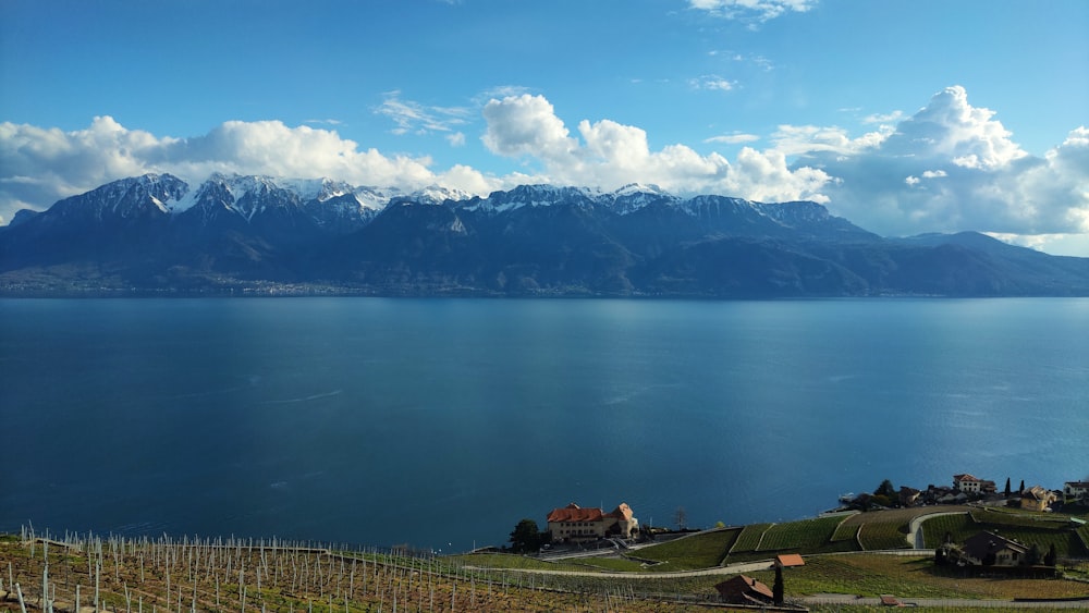 a large body of water surrounded by mountains