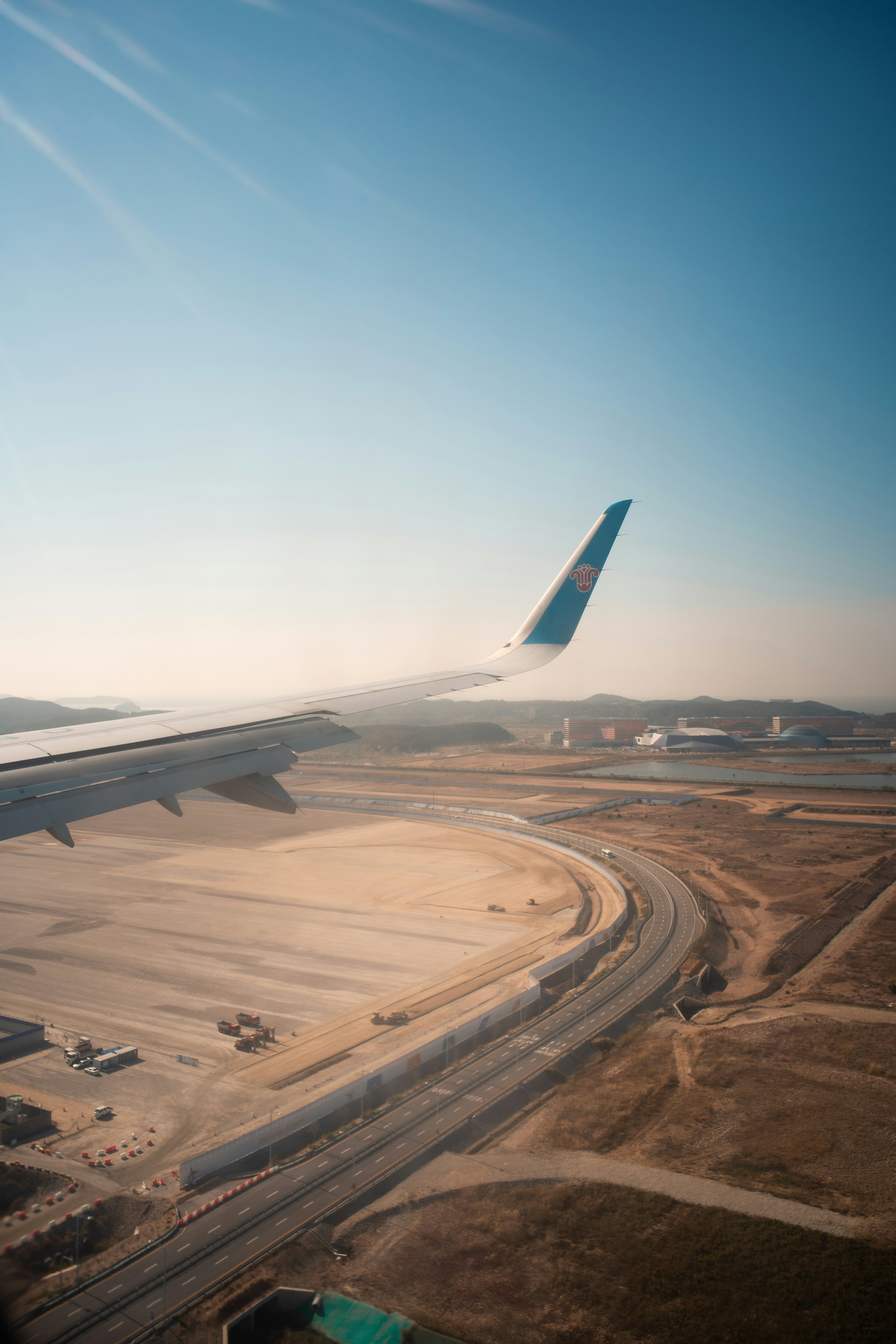 a view of an airplane wing from a window