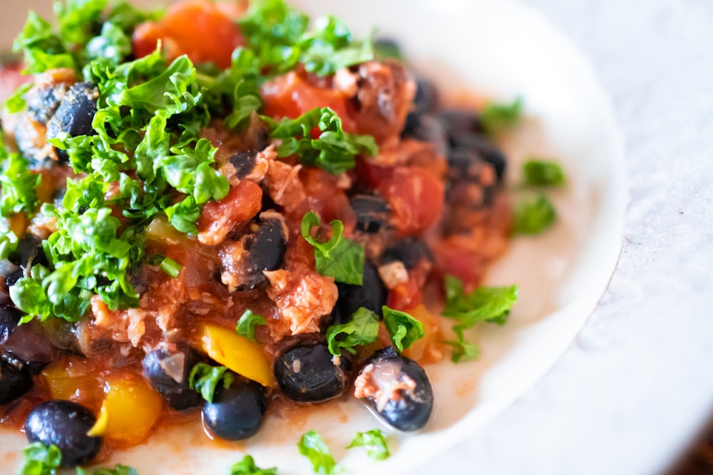 a close up of a plate of food on a table