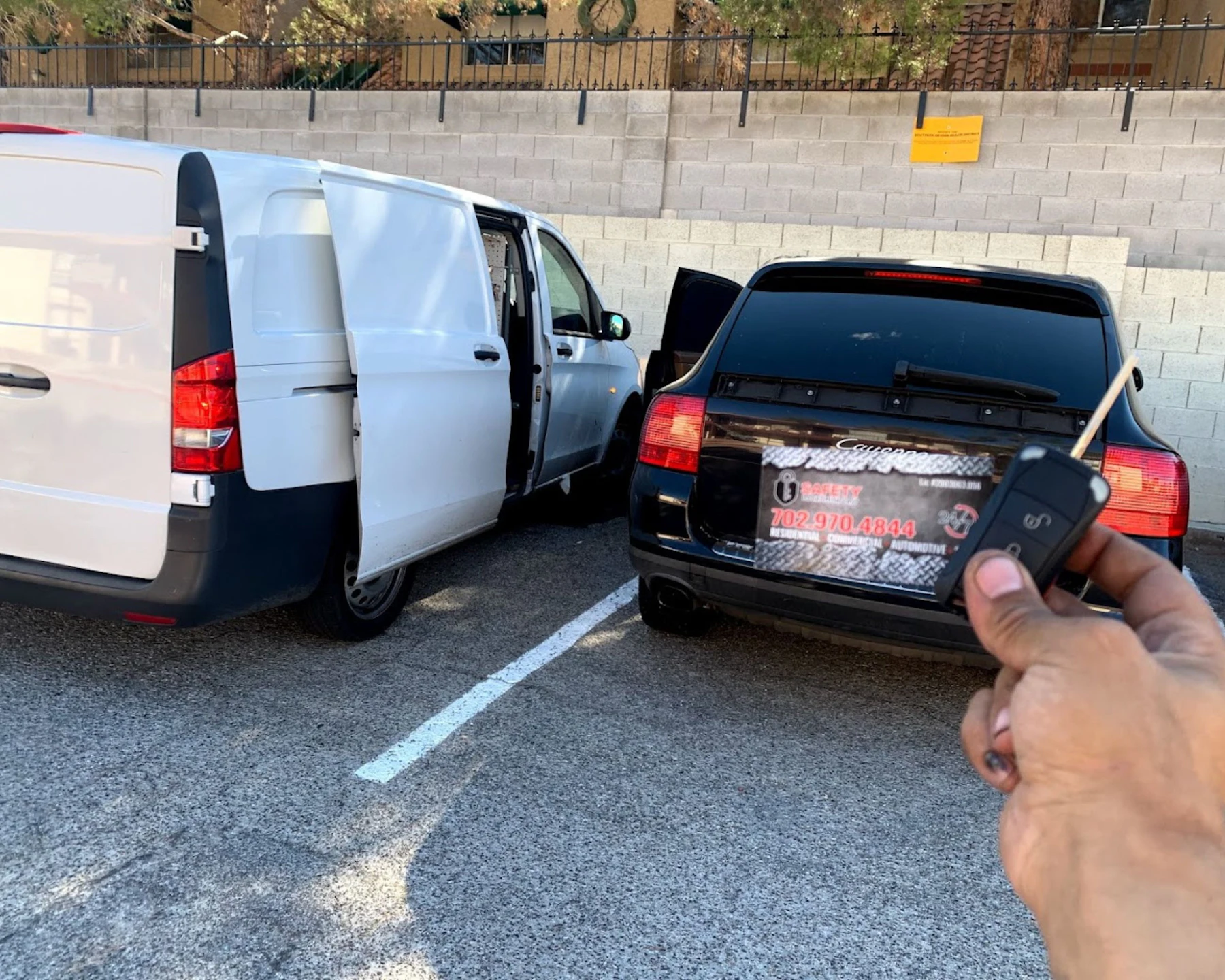 Locksmith service van on the road