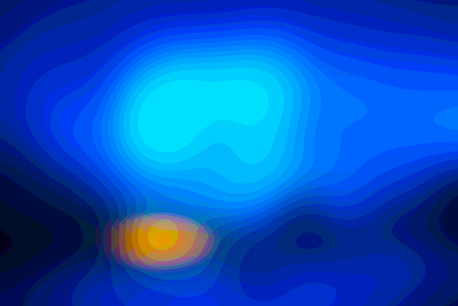 a blurry image of blue and yellow circles