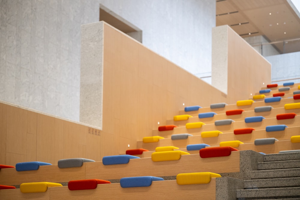 a set of stairs in a large building