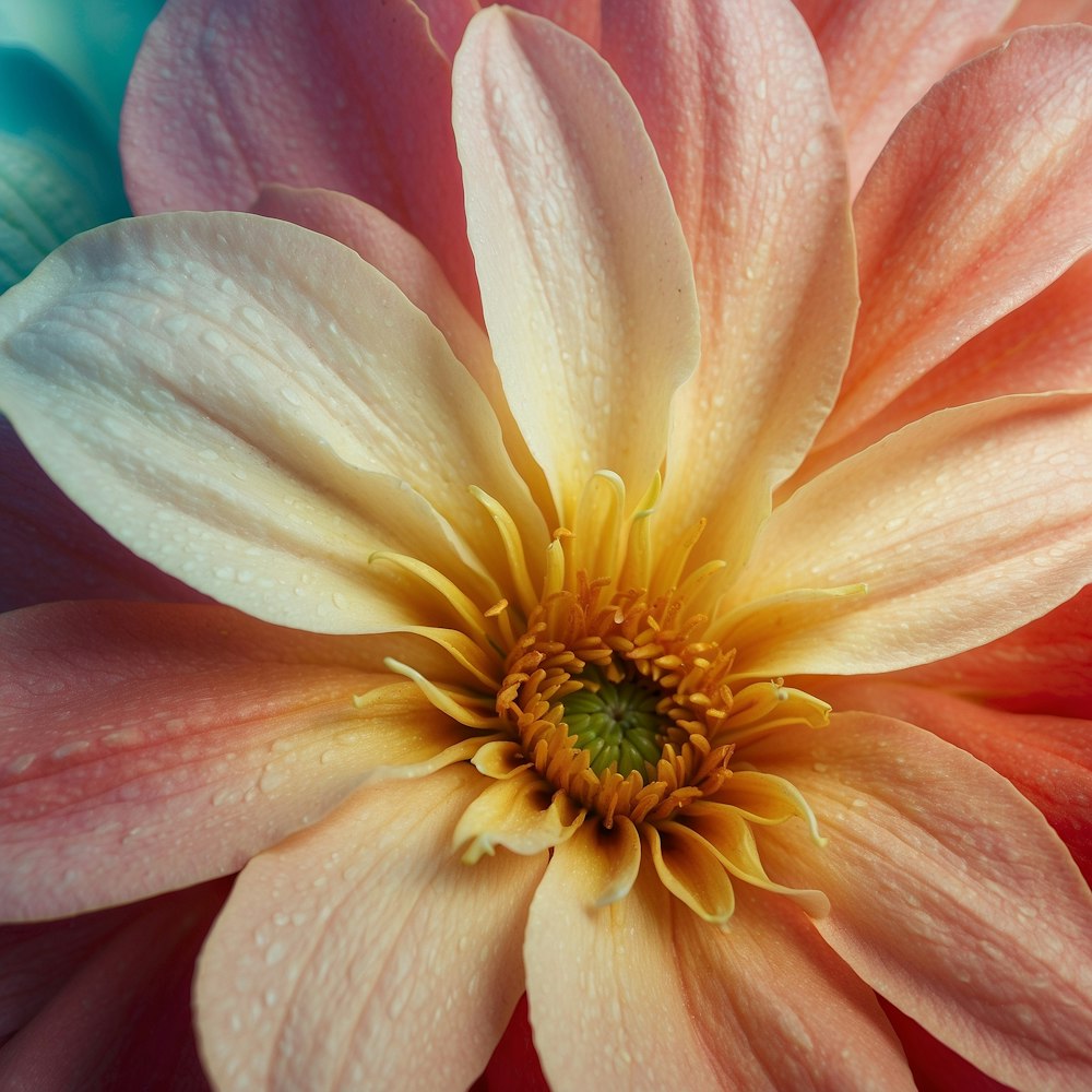 a close up of a flower with water droplets on it