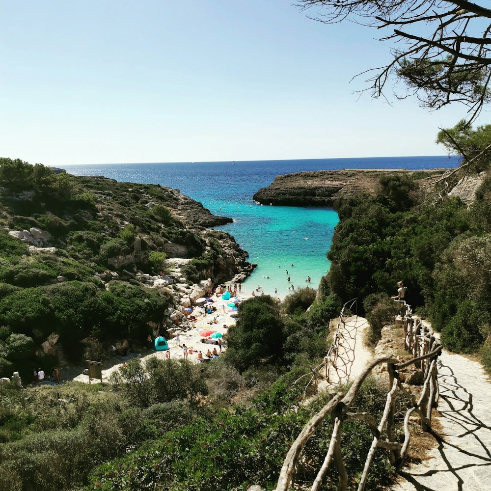 a view of a beach with people on it