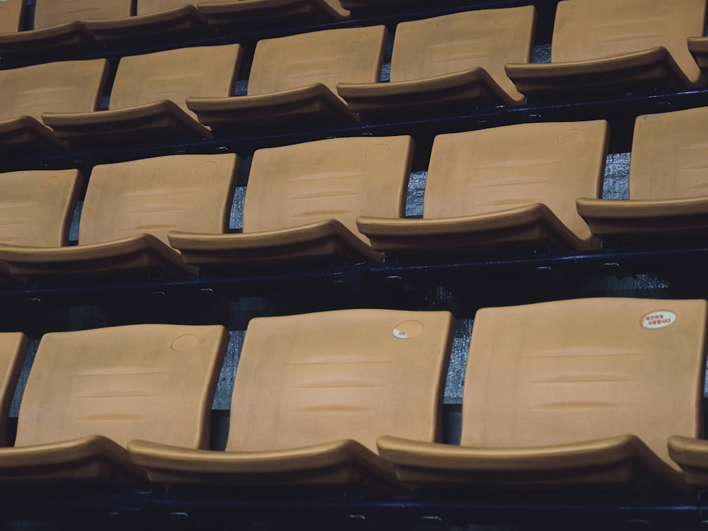 a row of empty seats in a stadium