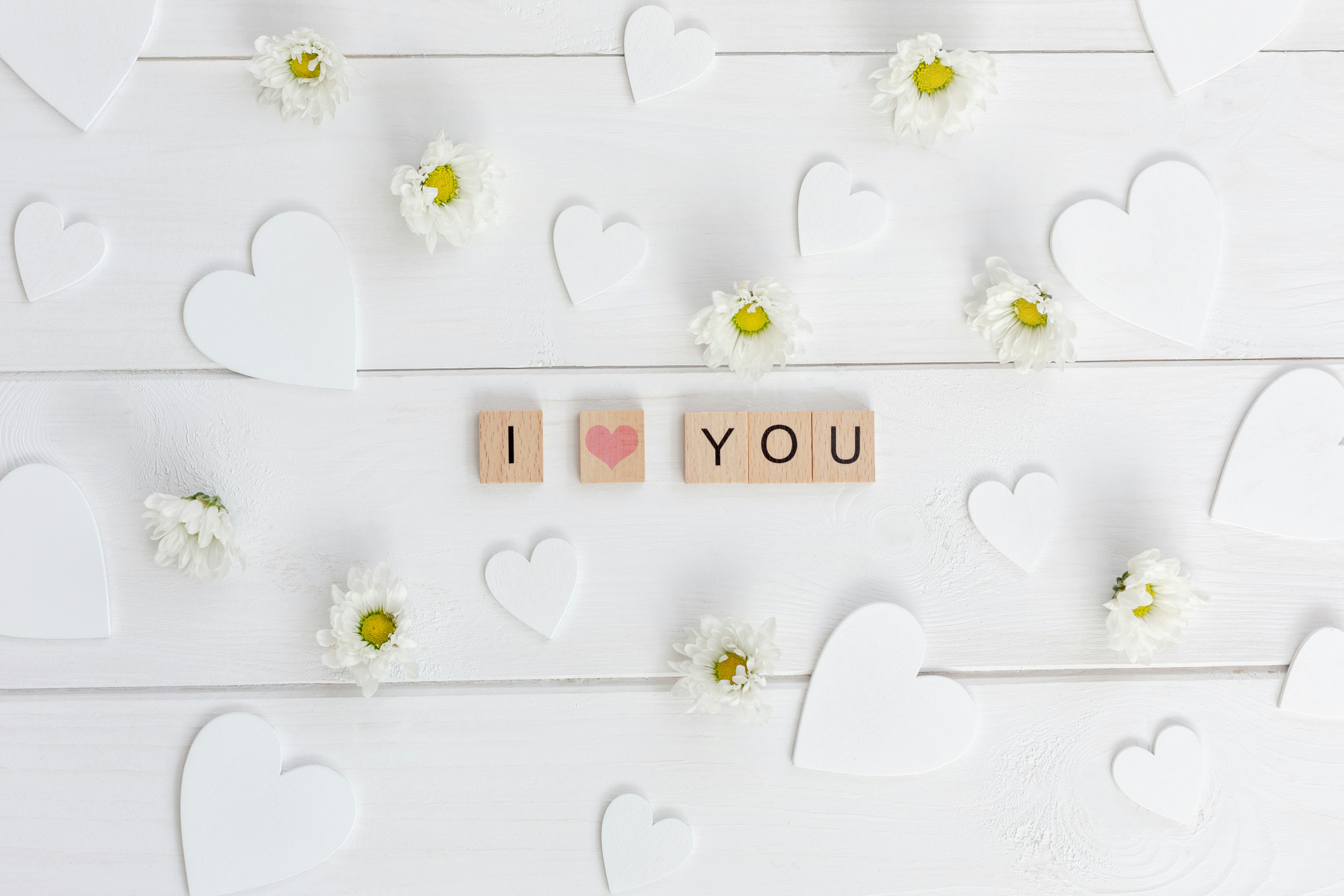 スクラブルとヒナギクで綴られたI Love Youという言葉