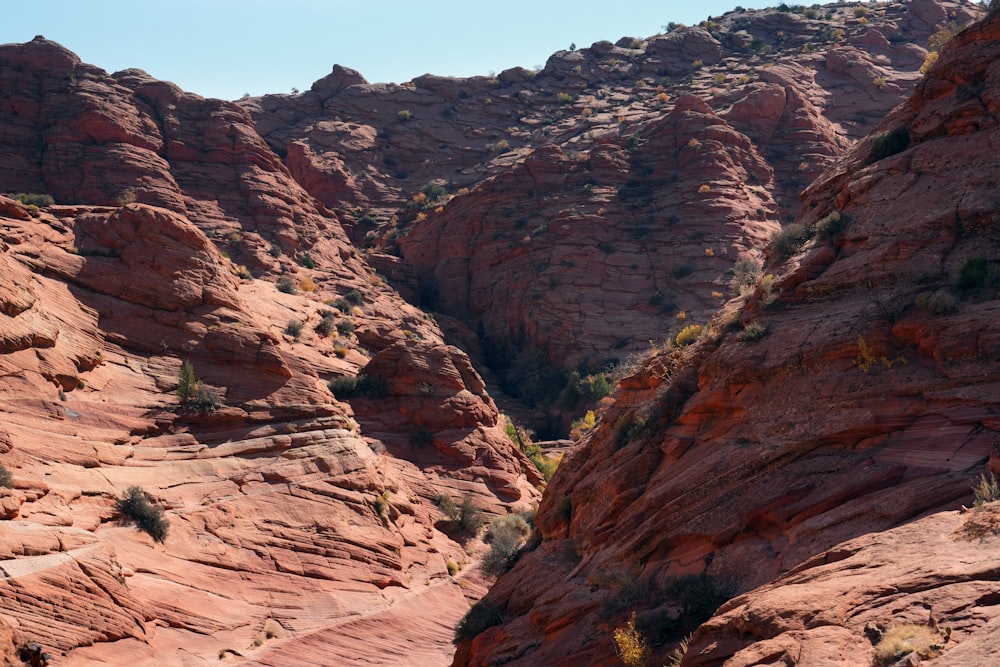 a narrow canyon in the middle of a mountain