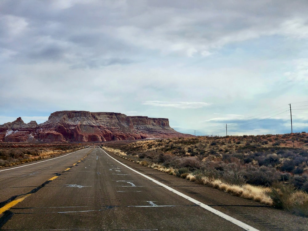 an empty road in the middle of the desert