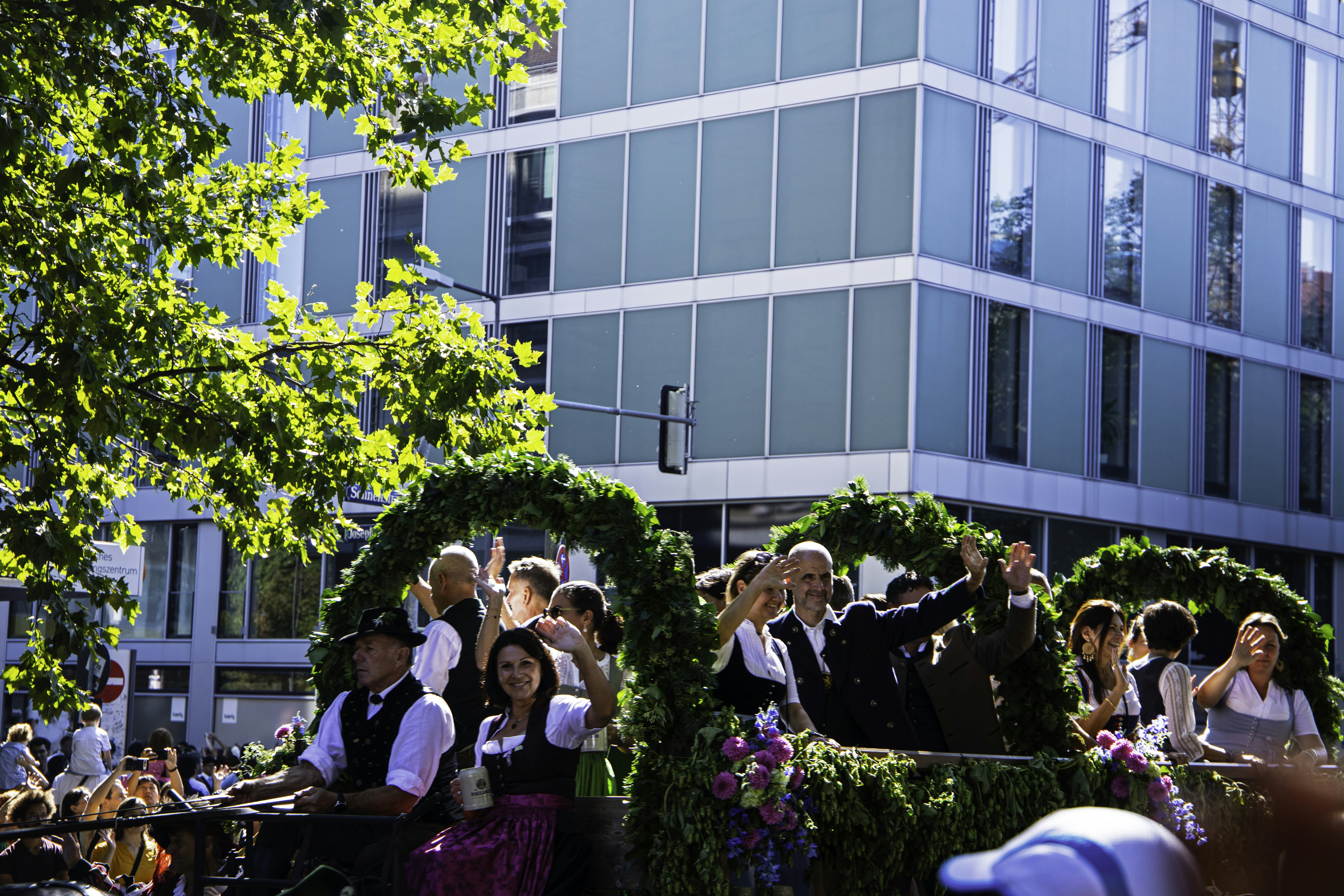 a group of people that are standing in the street