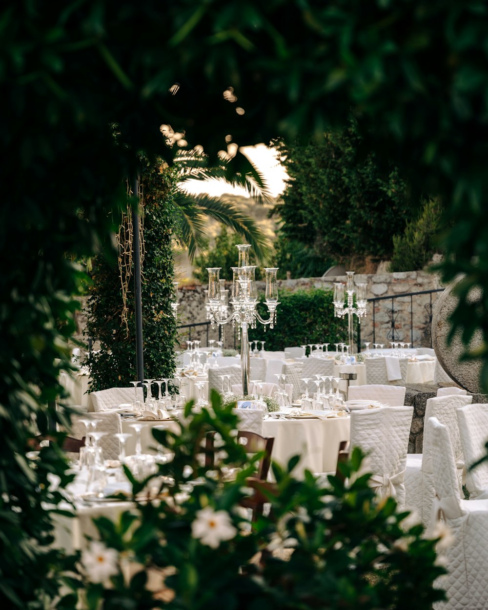 tables and chairs are set up for a formal function