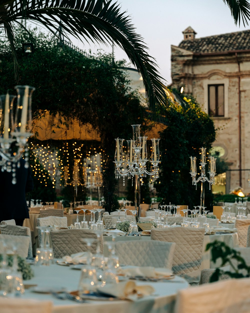 a table set up for a formal event