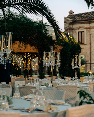 a table set up for a formal event