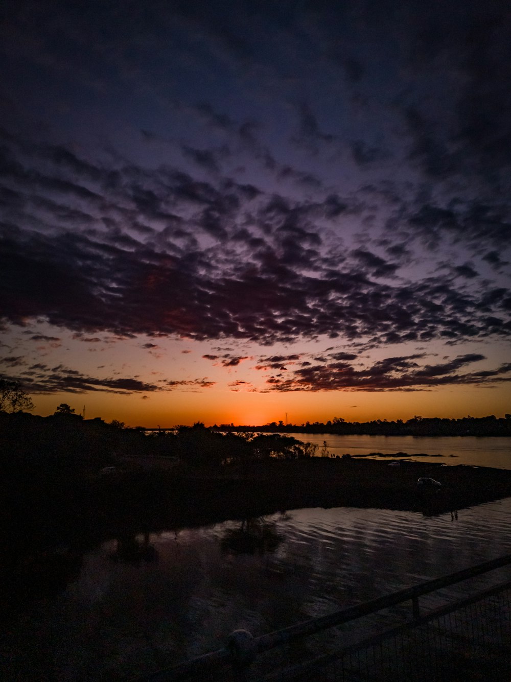 the sun is setting over a body of water