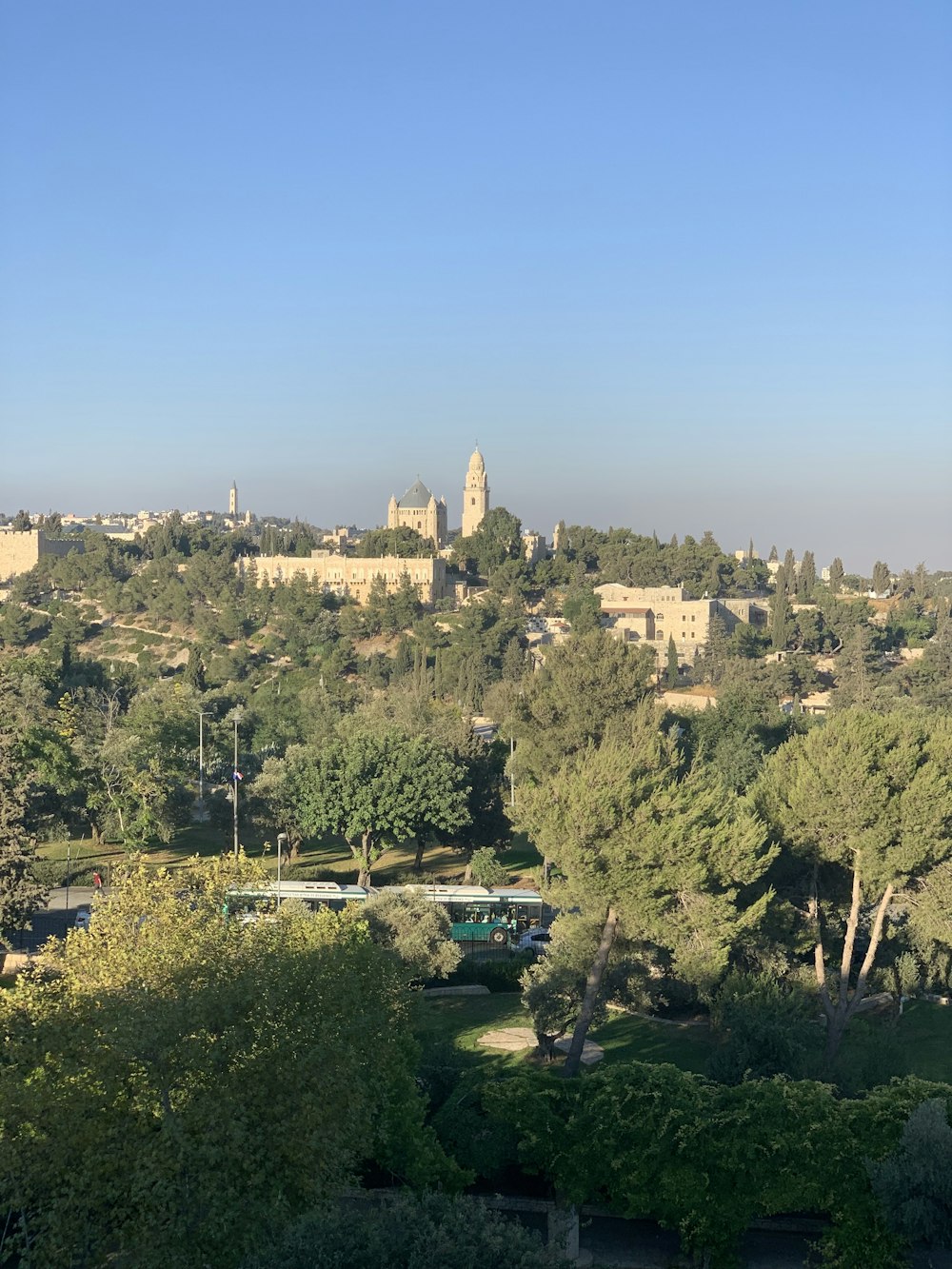 a view of a city from a hill