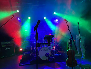 a group of musical instruments on a stage