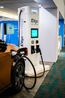 a close up of a car at a charging station