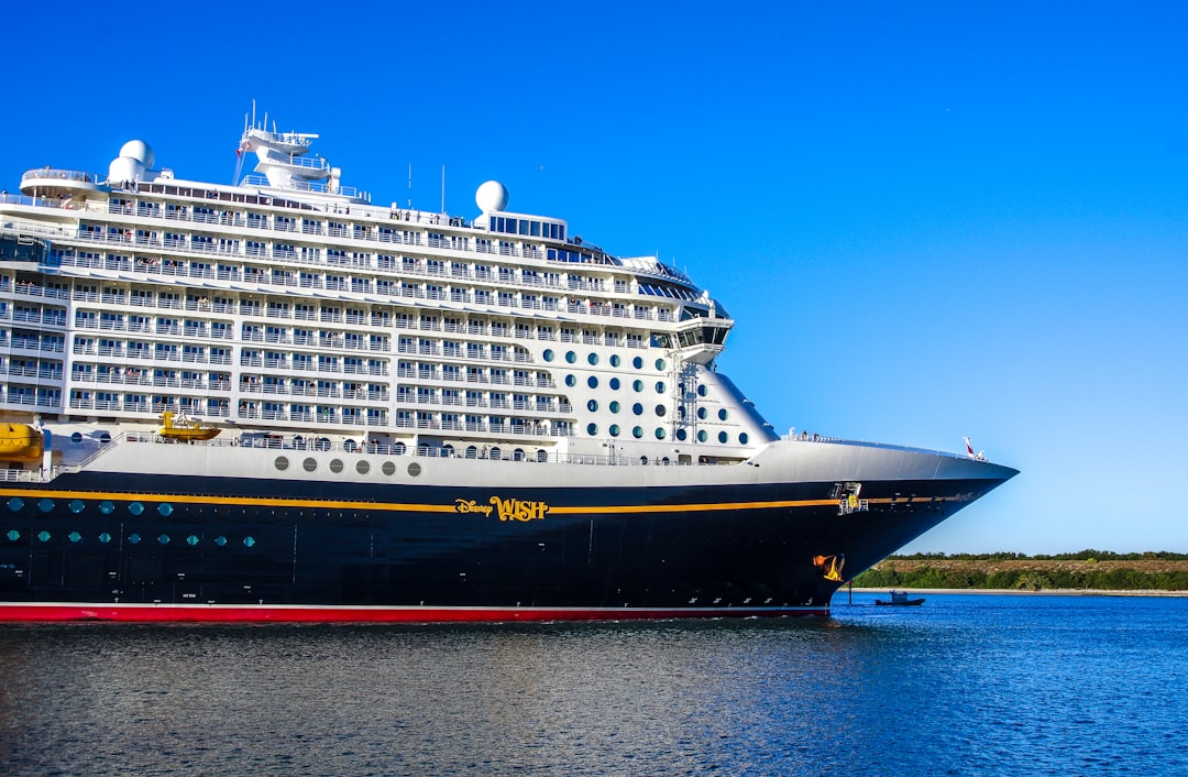 a large cruise ship in a body of water, The Disney