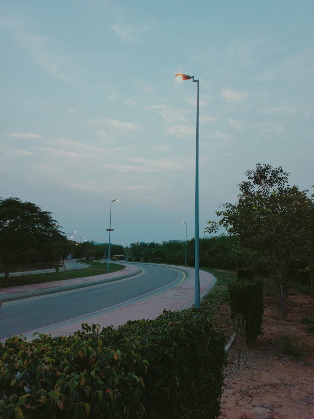 a street light on the side of a road