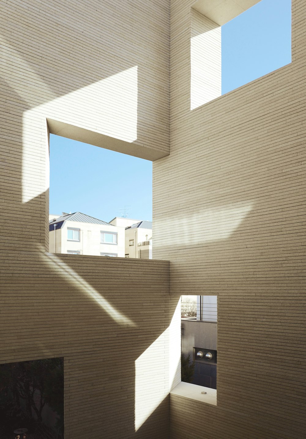 a view of the inside of a building through a window