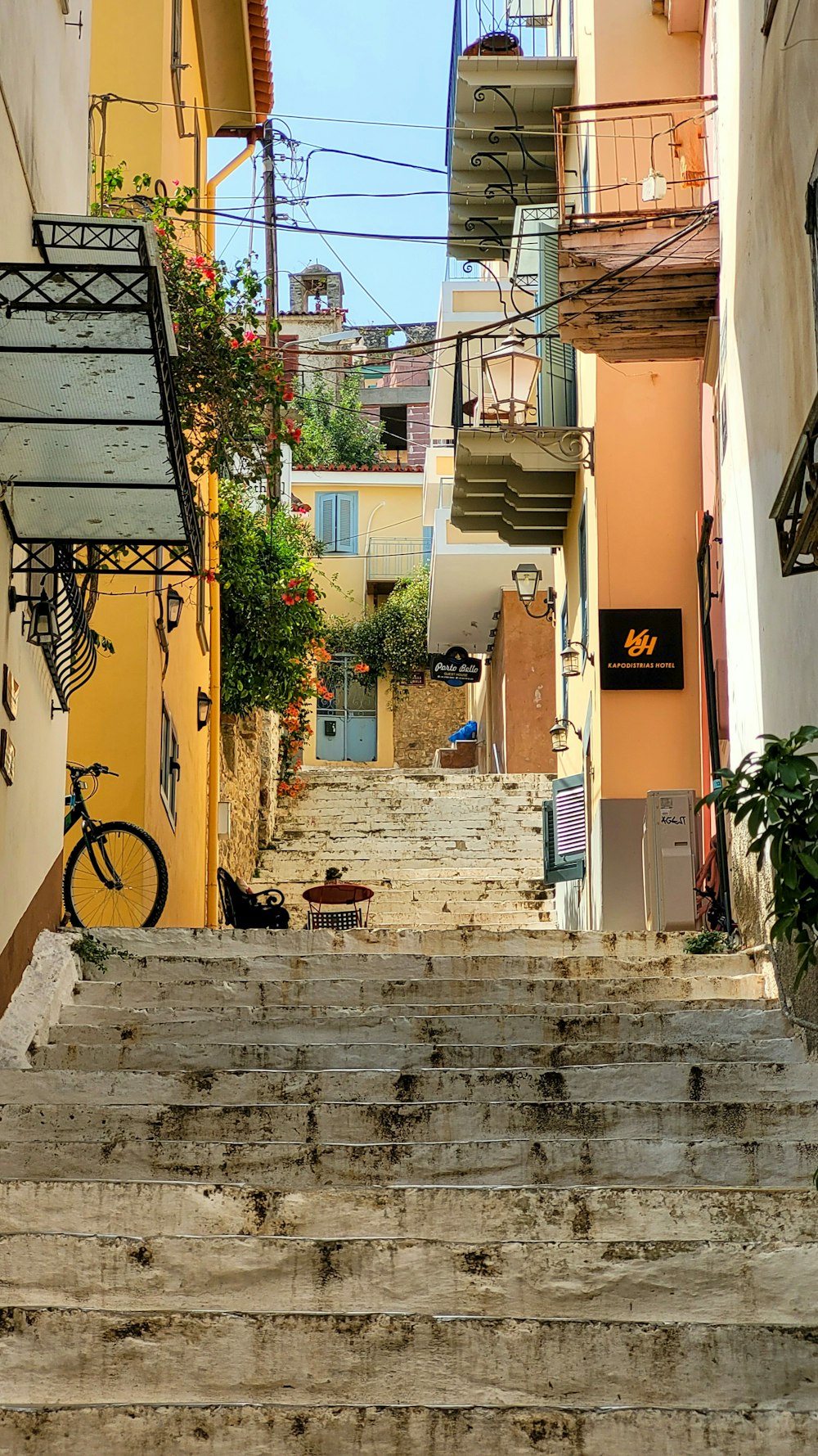 a set of stairs leading up to a building