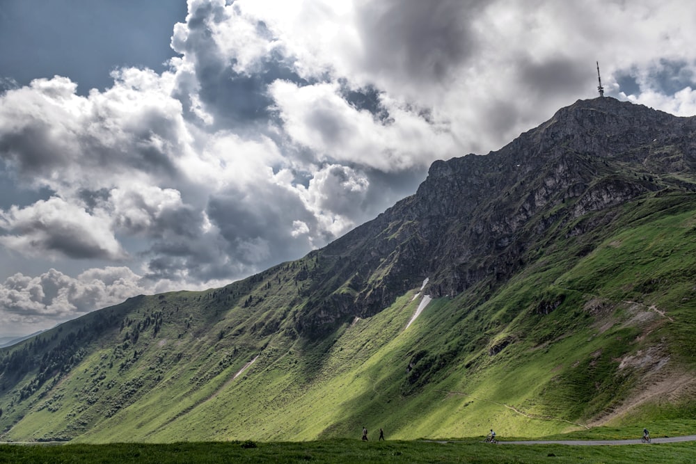 a mountain with a road going through it