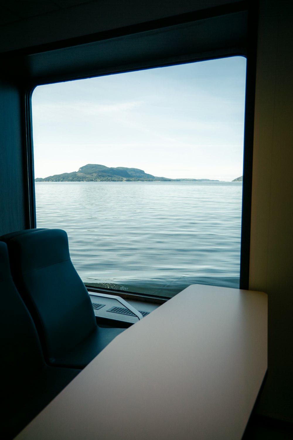 a view of a body of water through a window