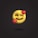 a yellow smiley face with hearts on a black background