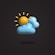 a weather icon with a sun on top of a cloud