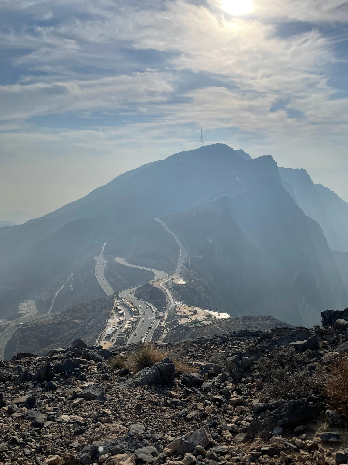 A road across the Jebel Jais mountains in winter