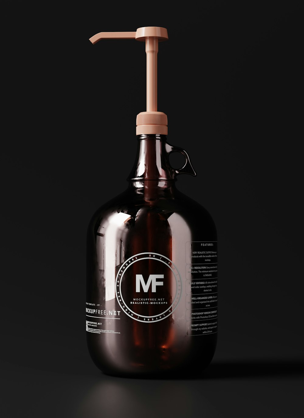 a brown glass bottle with a wooden handle